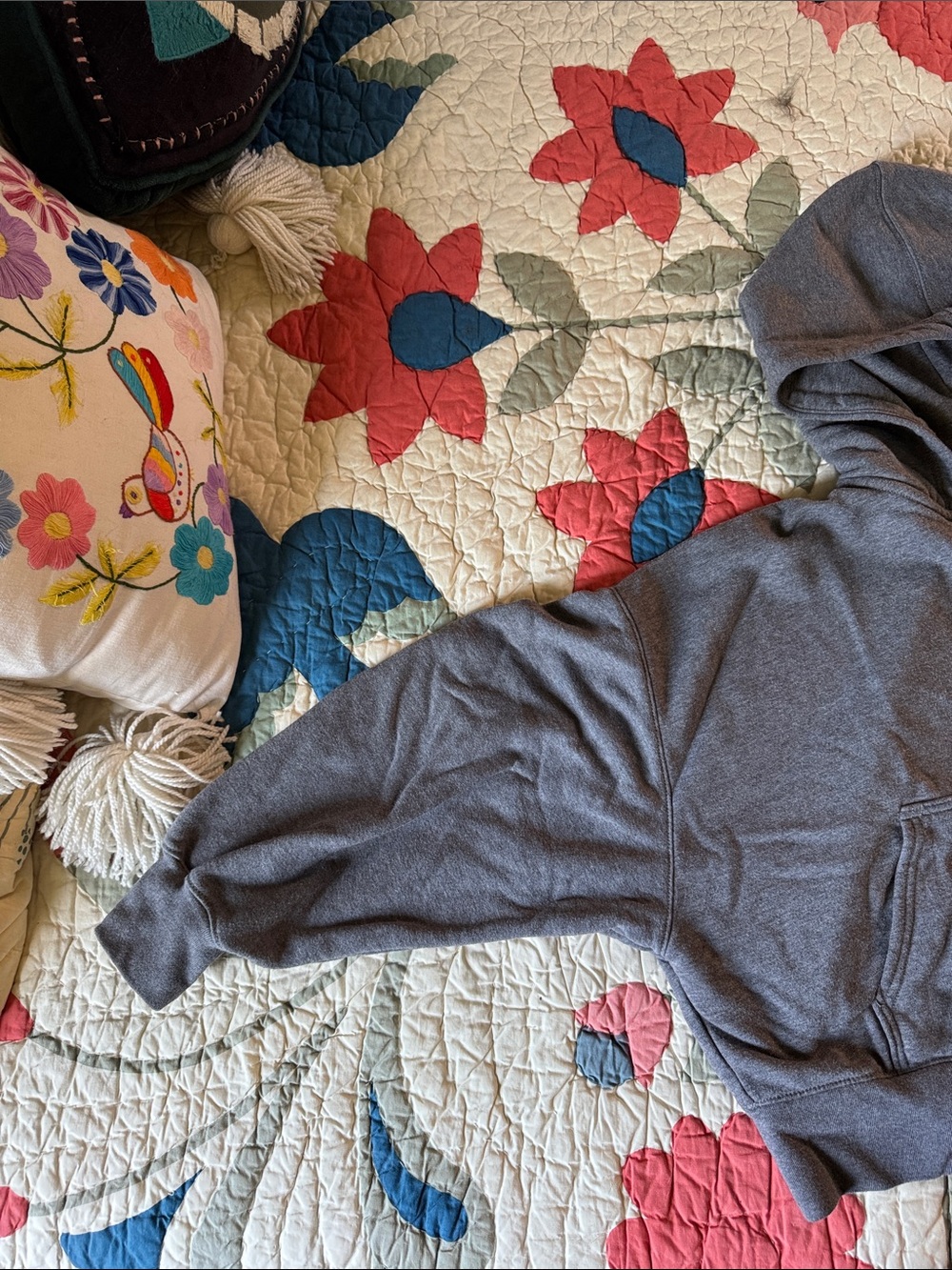 Boxy oversized cropped AE American Eagle double zip hoodie gray grey Small S - Picture 6 of 8